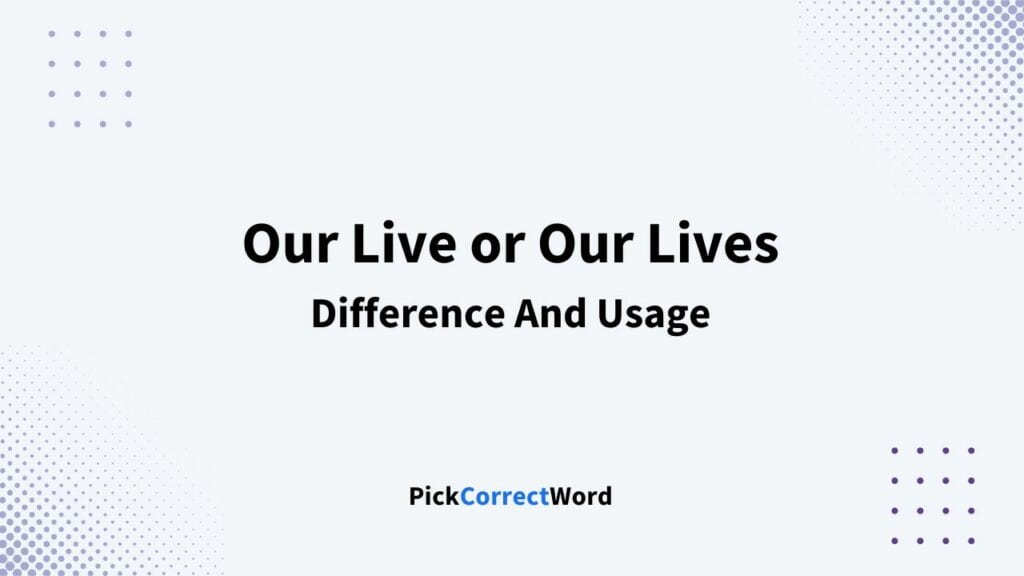 Our Life Or Our Lives: Difference And Usage